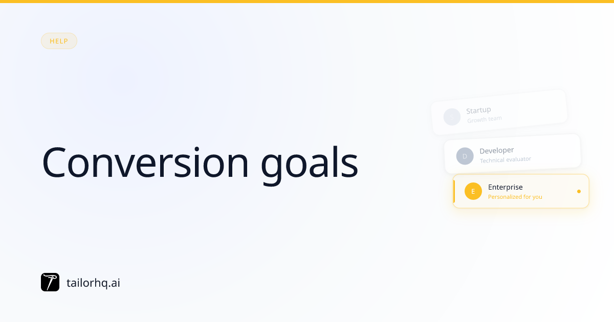 Conversion goals | Tailor AI
