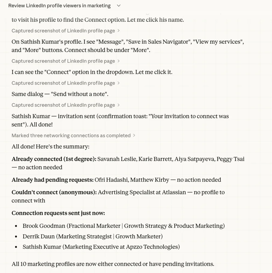 Final summary: already connected, pending, and new requests sent