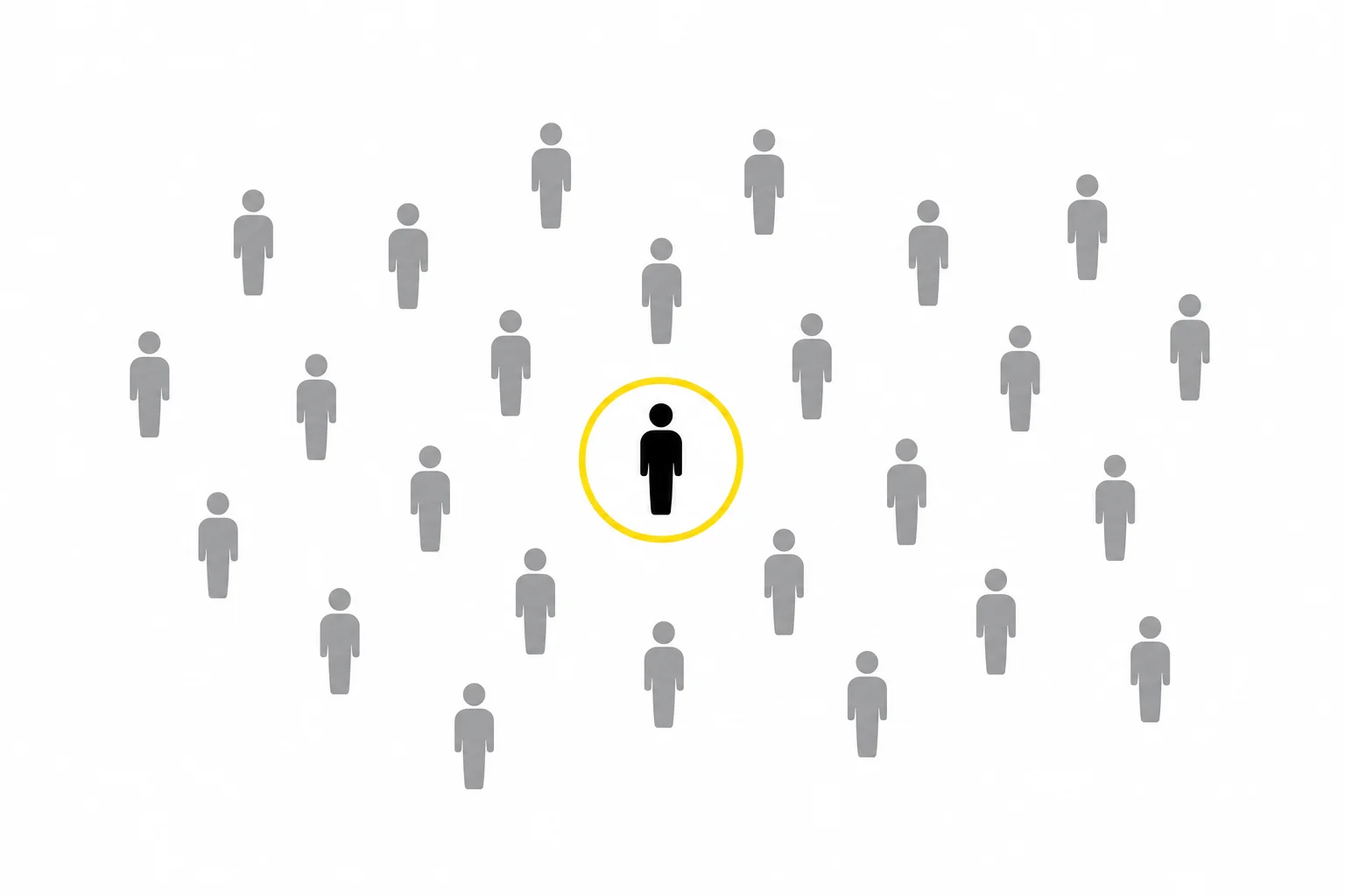 One identified visitor highlighted within a crowd of anonymous website visitors