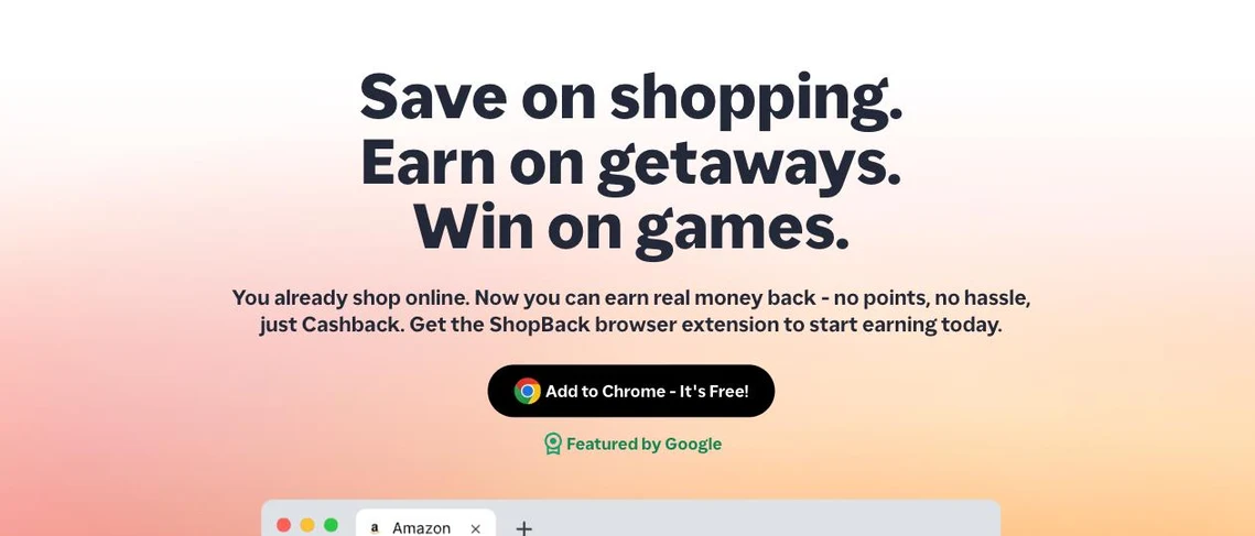 ShopBack homepage hero, before the test