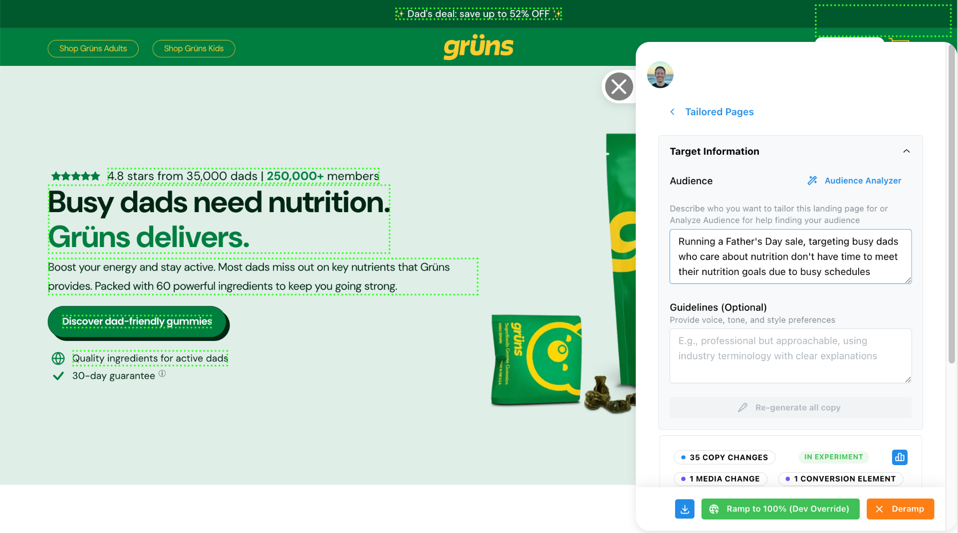 Smart Copy Tailoring Interface