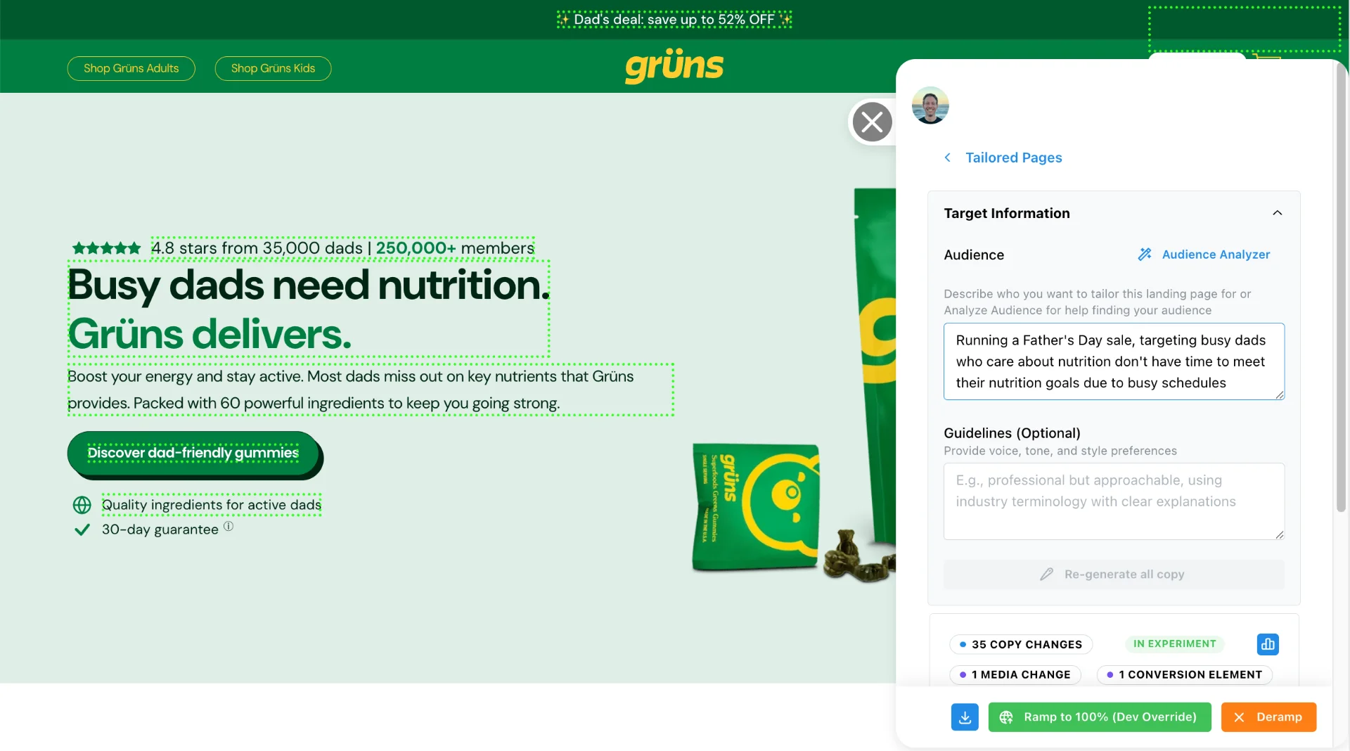 Smart Copy Tailoring Interface