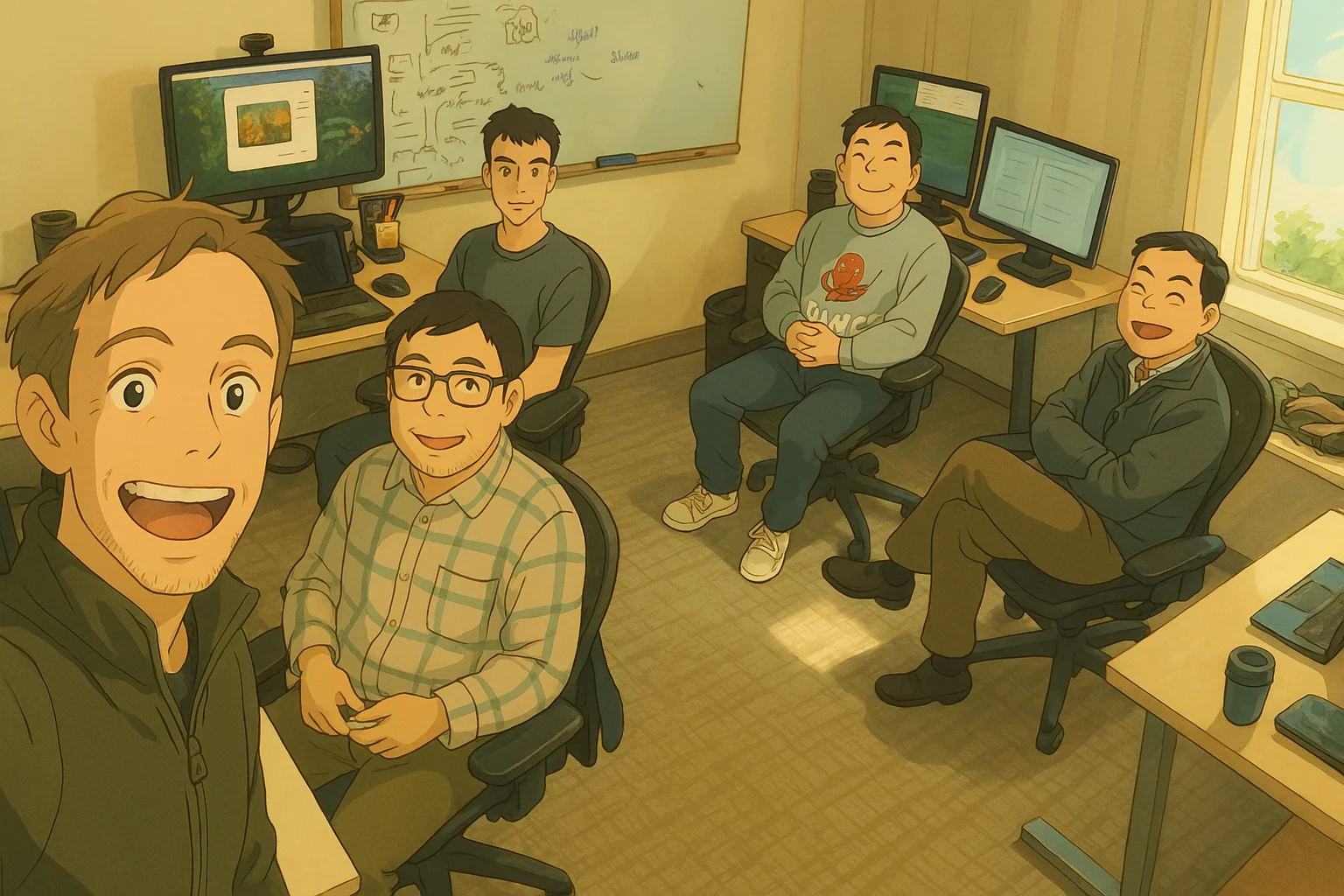 Team working together in office